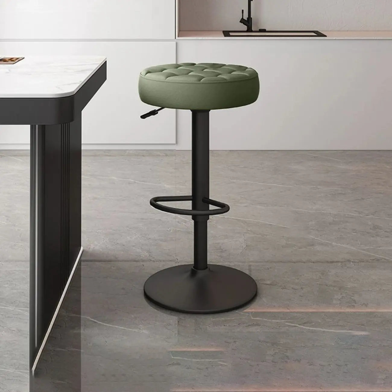 Tabourets de bar pivotants réglables revêtus de cuir