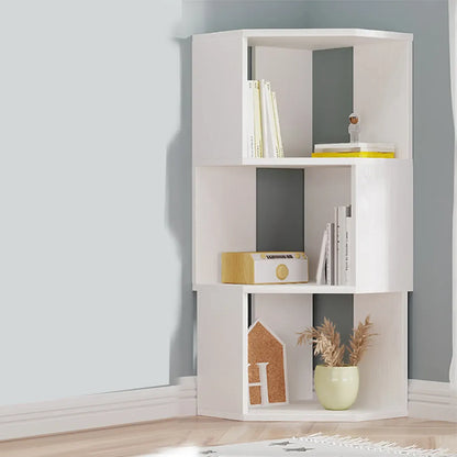 Bibliothèque d'angle moderne à 7 étagères en bois blanc