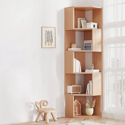 Bibliothèque d'angle moderne à 7 étagères en bois blanc