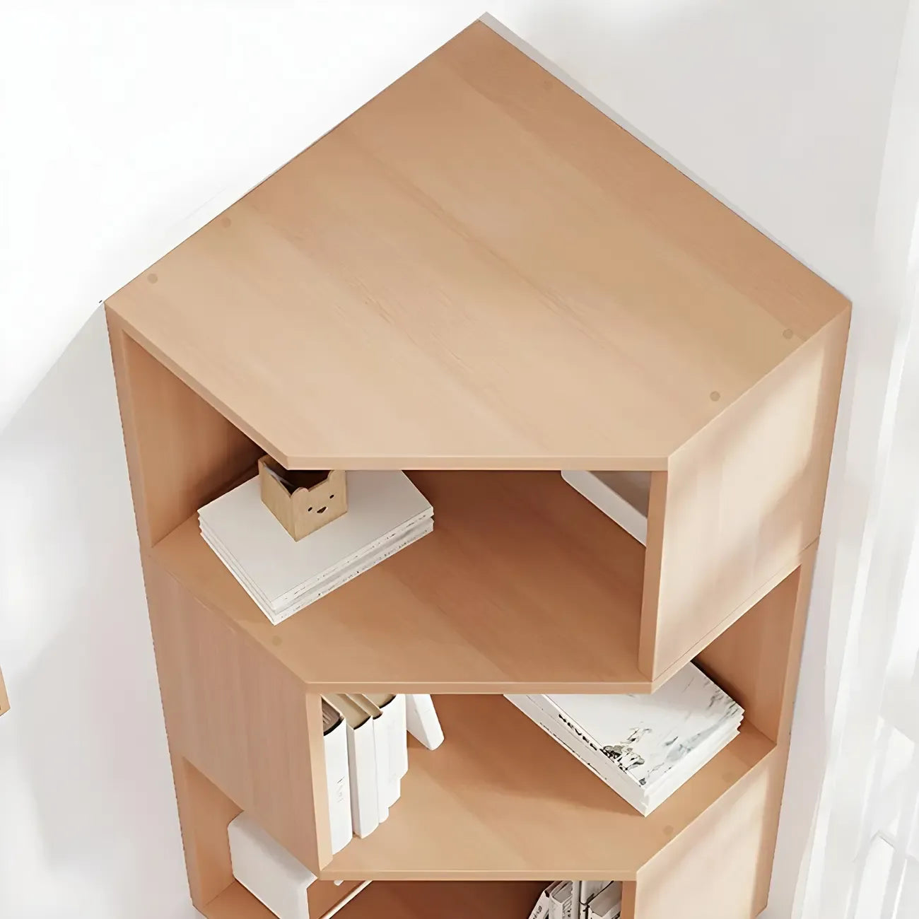 Bibliothèque d'angle moderne à 7 étagères en bois blanc
