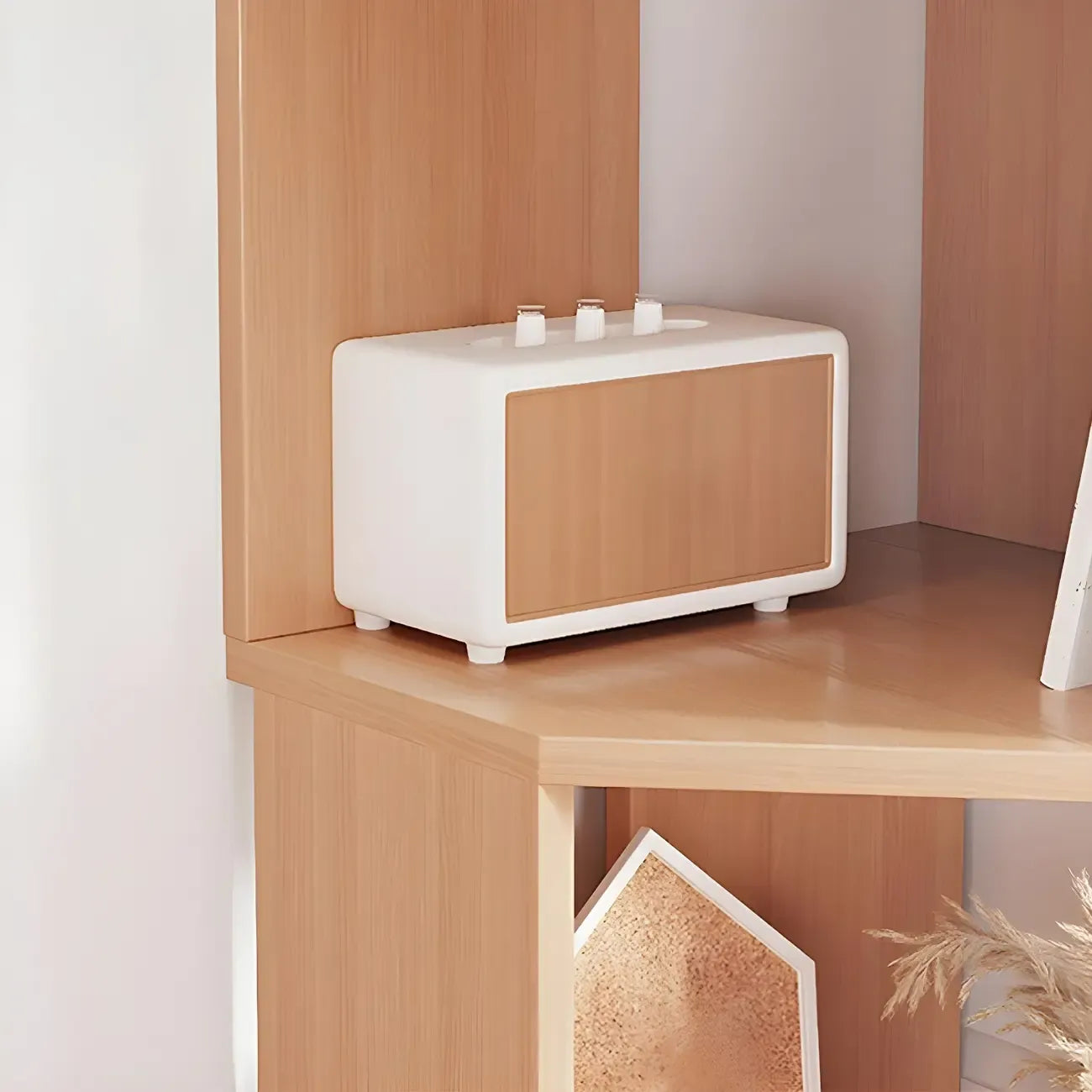 Bibliothèque d'angle moderne à 7 étagères en bois blanc