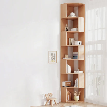 Bibliothèque d'angle moderne à 7 étagères en bois blanc