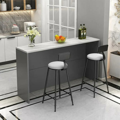 Table de bar élégante avec plateau en pierre et bois pour salon