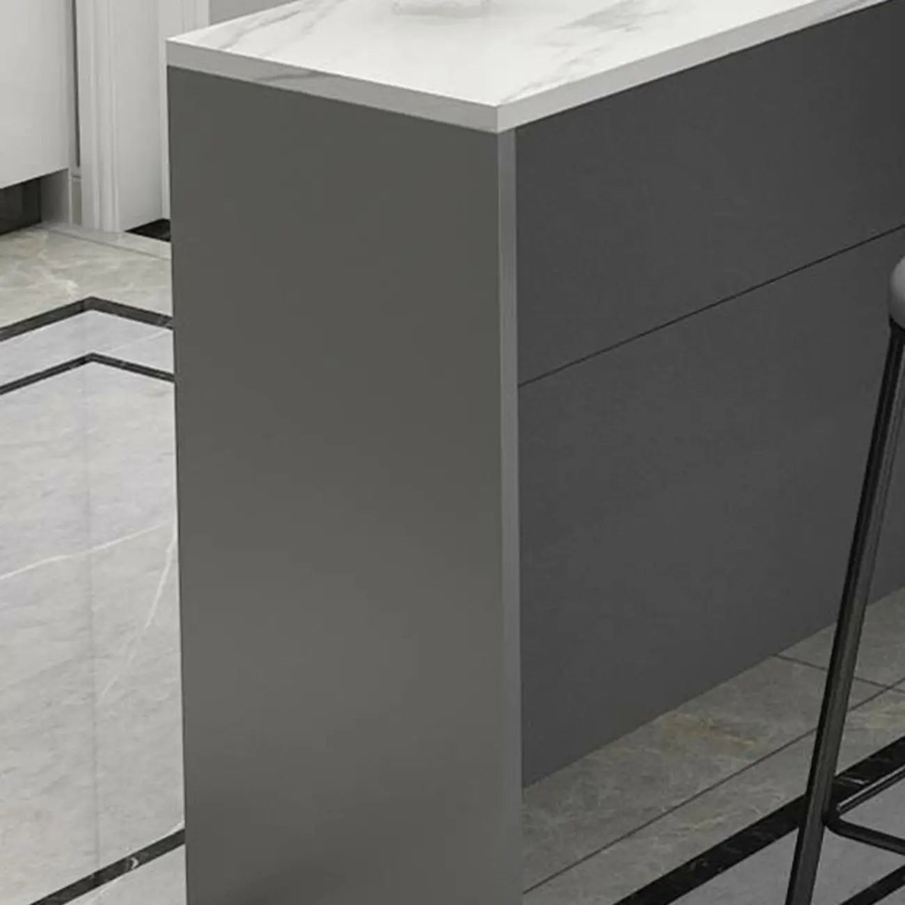 Table de bar élégante avec plateau en pierre et bois pour salon