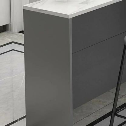 Table de bar élégante avec plateau en pierre et bois pour salon