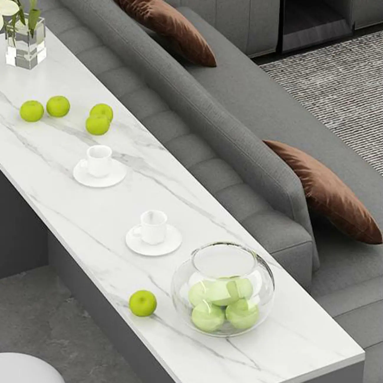 Table de bar élégante avec plateau en pierre et bois pour salon