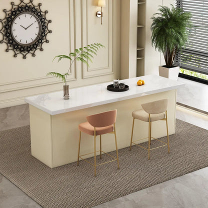 Tables de bar modernes en bois imitation marbre blanc avec rangement