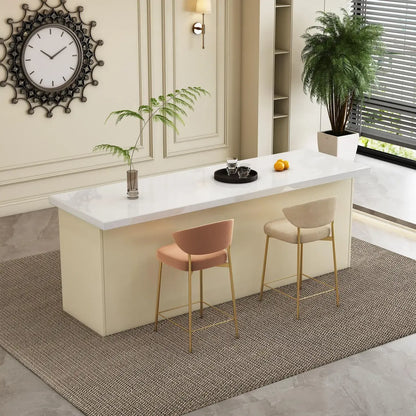 Tables de bar modernes en bois imitation marbre blanc avec rangement