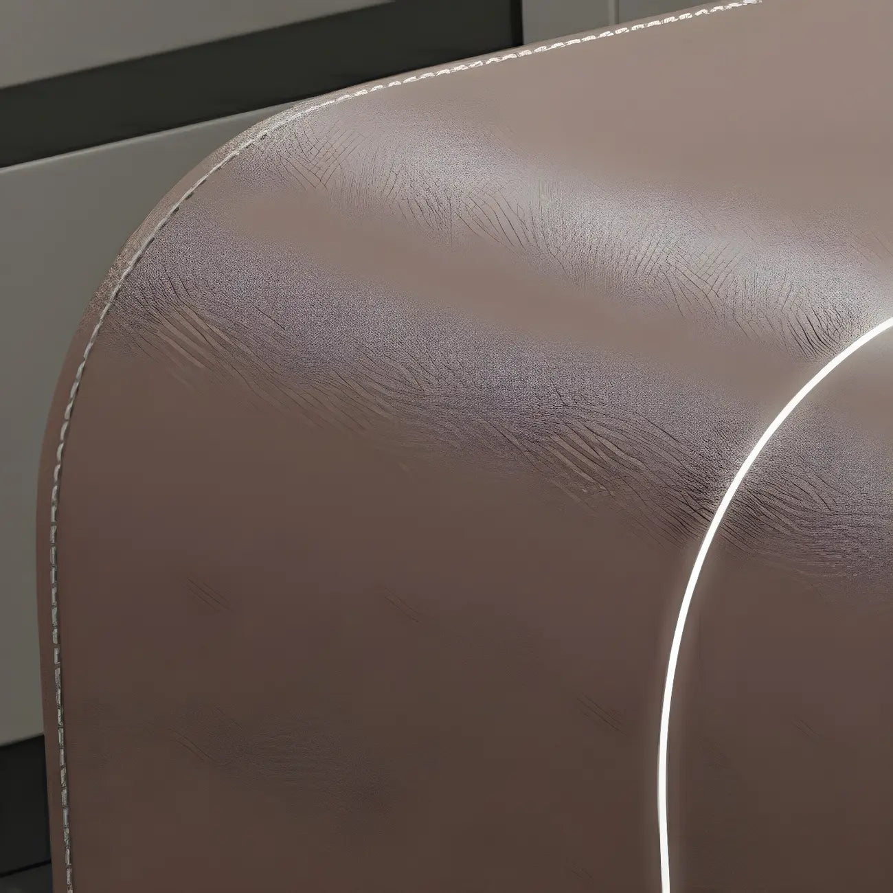 Tables de bar modernes en cuir marron et bois courbé avec 3 tiroirs