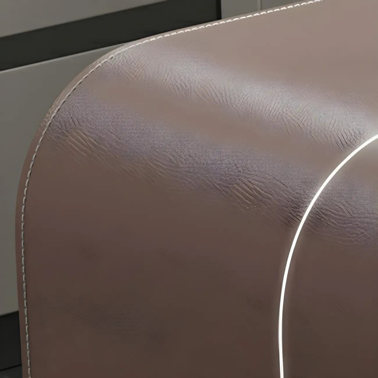 Tables de bar modernes en cuir marron et bois courbé avec 3 tiroirs