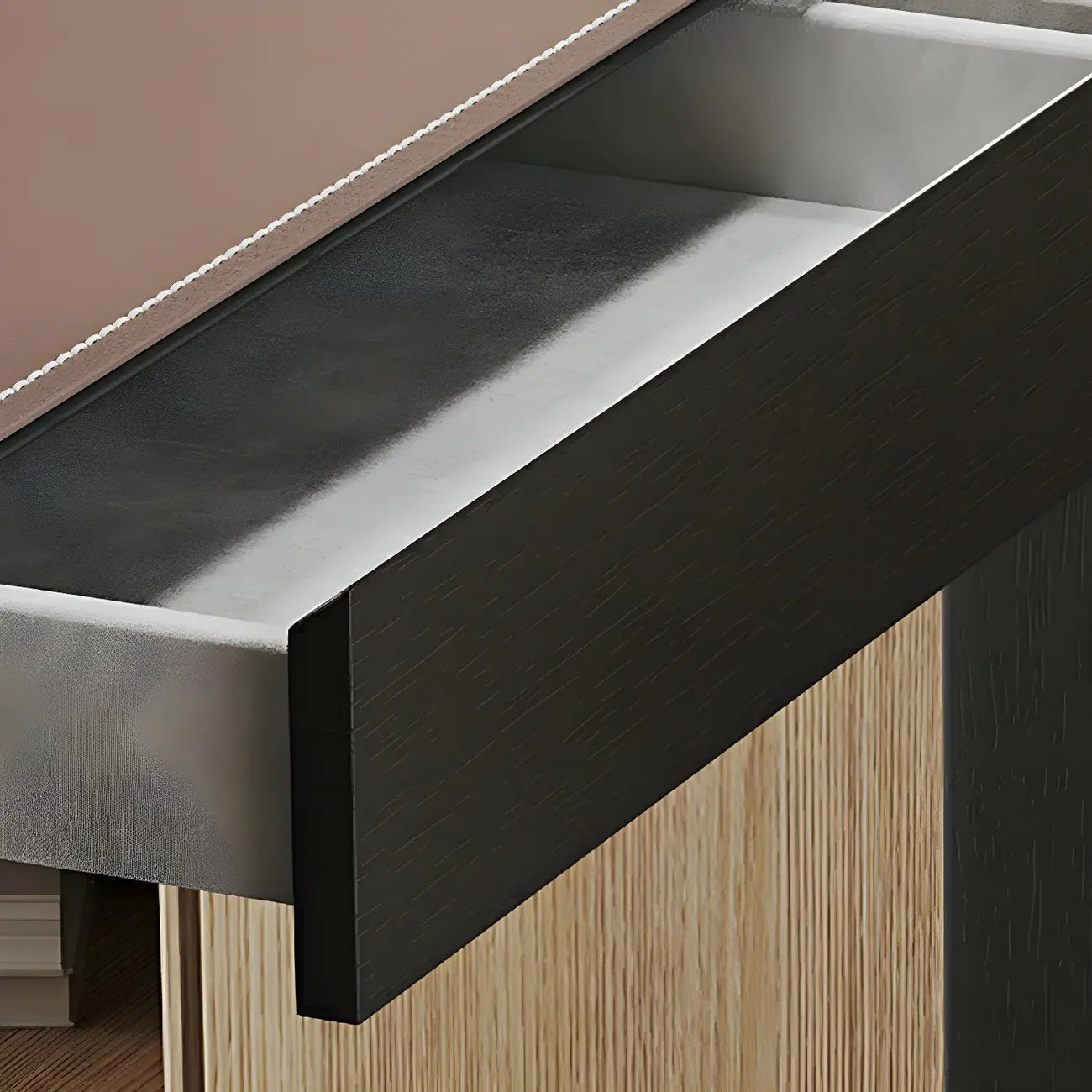 Tables de bar modernes en cuir marron et bois courbé avec 3 tiroirs