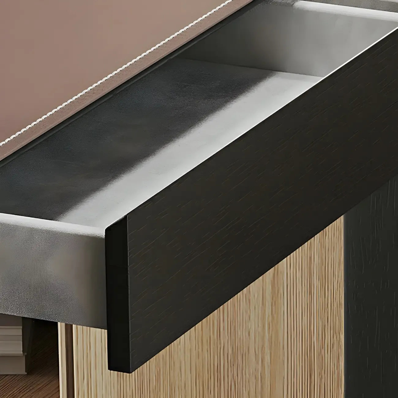 Tables de bar modernes en cuir marron et bois courbé avec 3 tiroirs