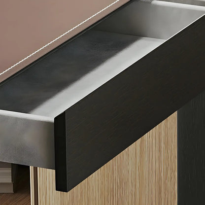 Tables de bar modernes en cuir marron et bois courbé avec 3 tiroirs