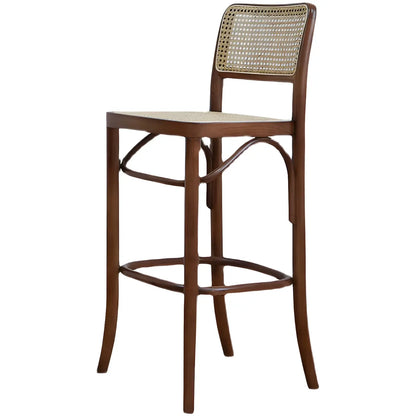 Tabouret de bar haut carré en rotin style vintage, élégant et élégant.