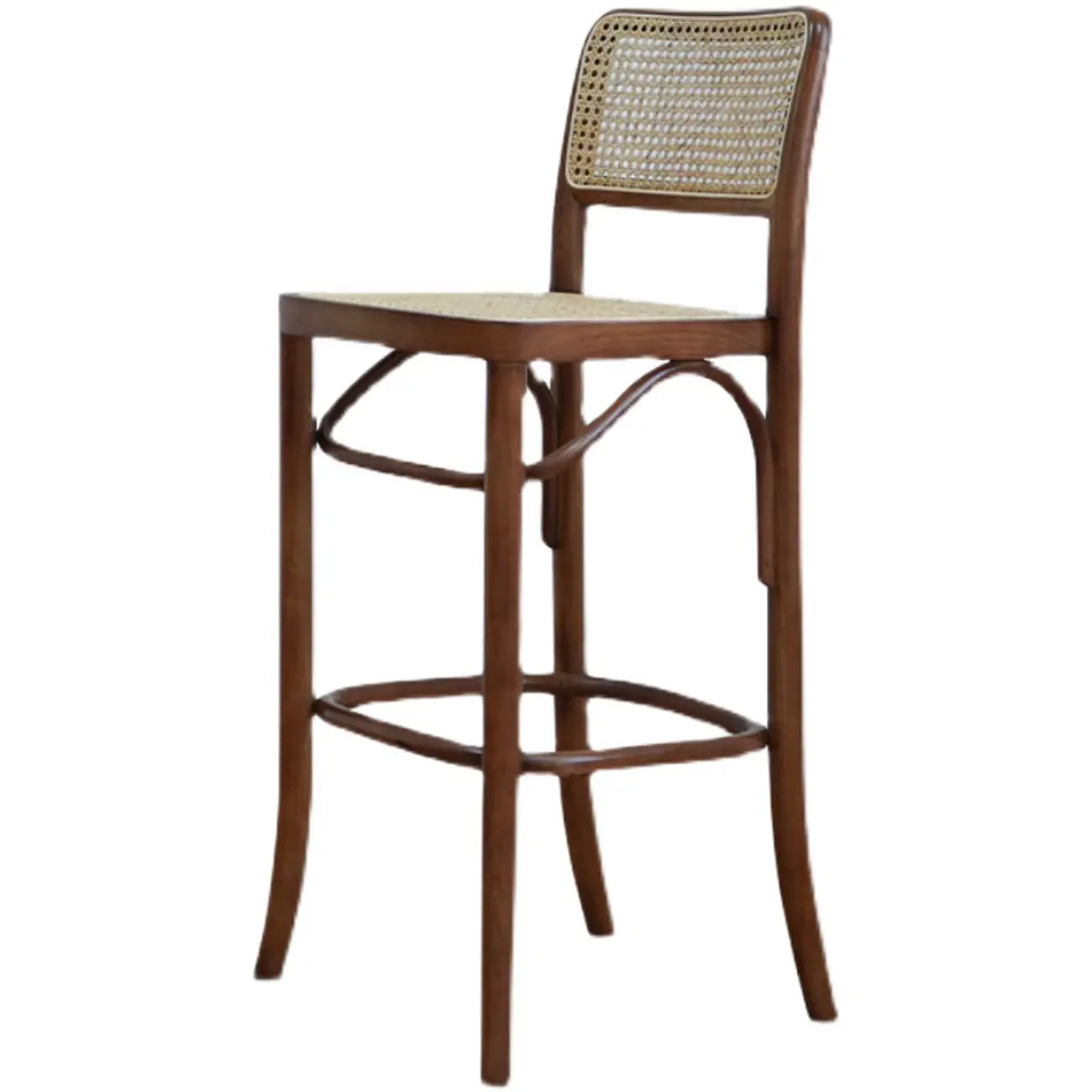 Tabouret de bar haut carré en rotin style vintage, élégant et élégant.