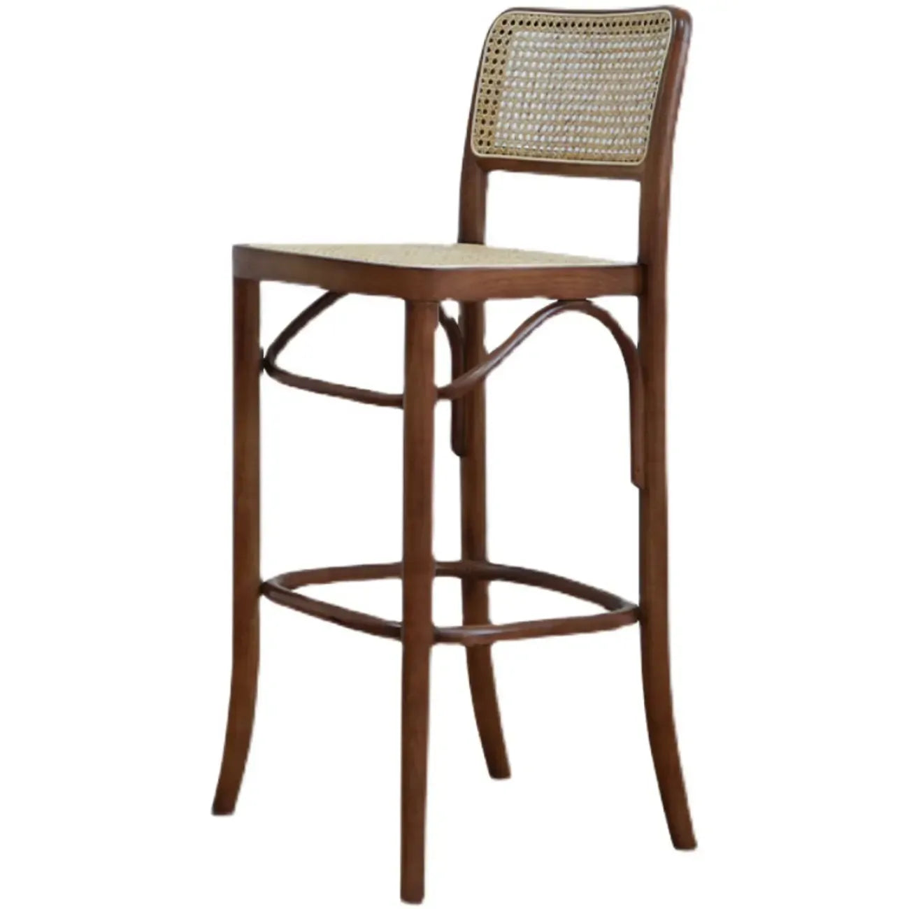 Tabouret de bar haut carré en rotin style vintage, élégant et élégant.