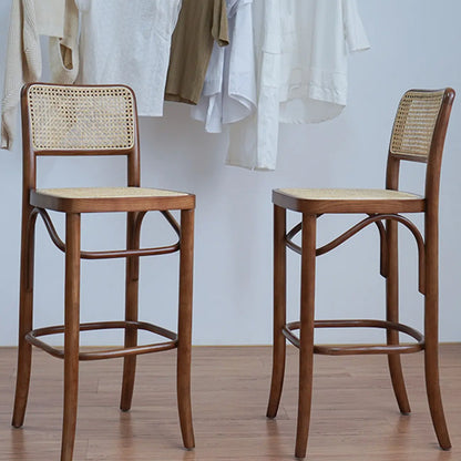 Tabouret de bar haut carré en rotin style vintage, élégant et élégant.