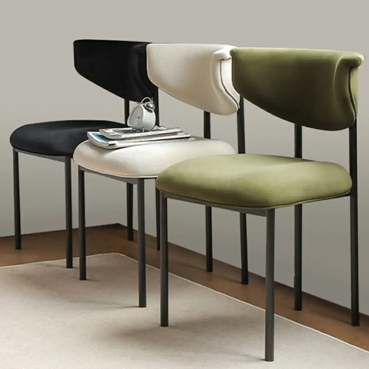 Chaise de salle à manger rembourrée avec pieds en métal et dossier ouvert