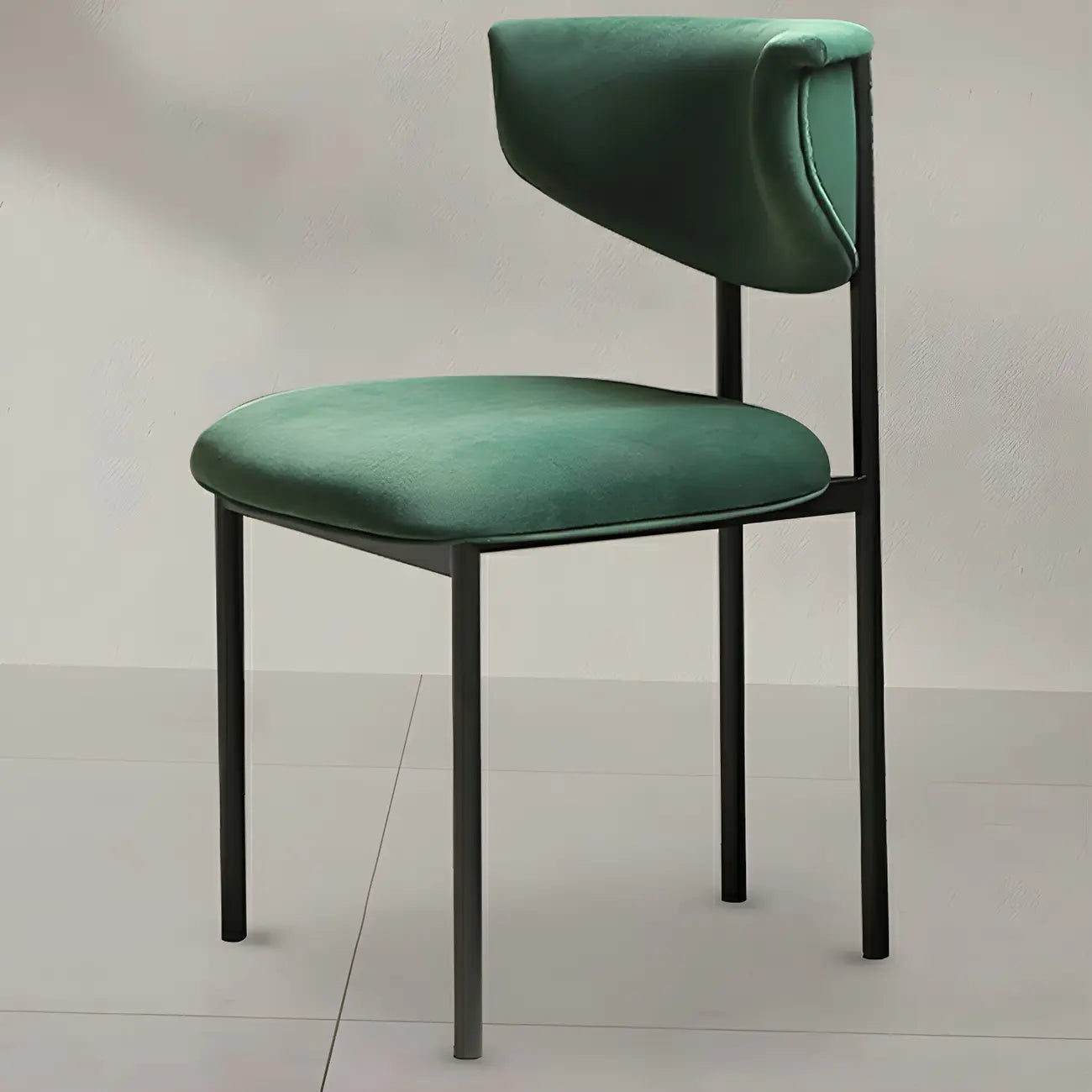 Chaise de salle à manger rembourrée avec pieds en métal et dossier ouvert