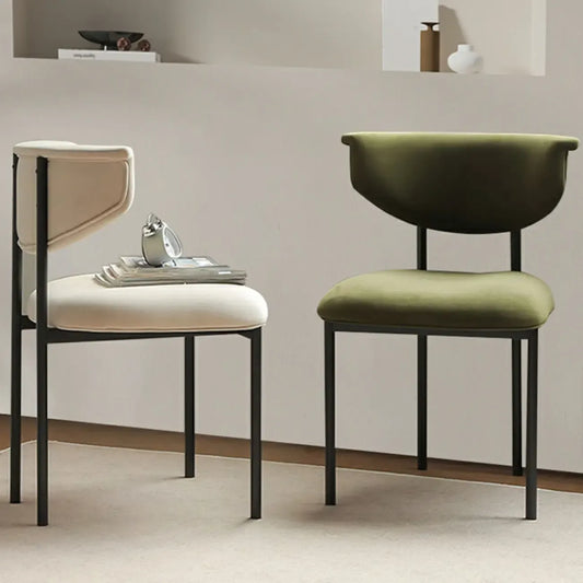 Chaise de salle à manger rembourrée avec pieds en métal et dossier ouvert