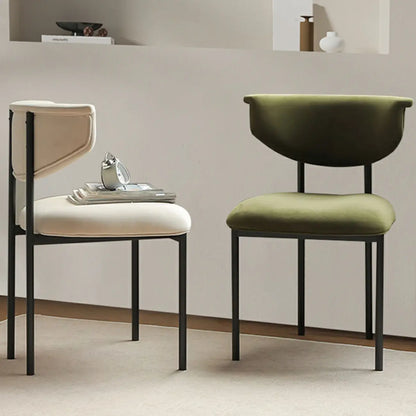 Chaise de salle à manger rembourrée avec pieds en métal et dossier ouvert