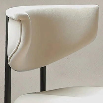 Chaise de salle à manger rembourrée avec pieds en métal et dossier ouvert