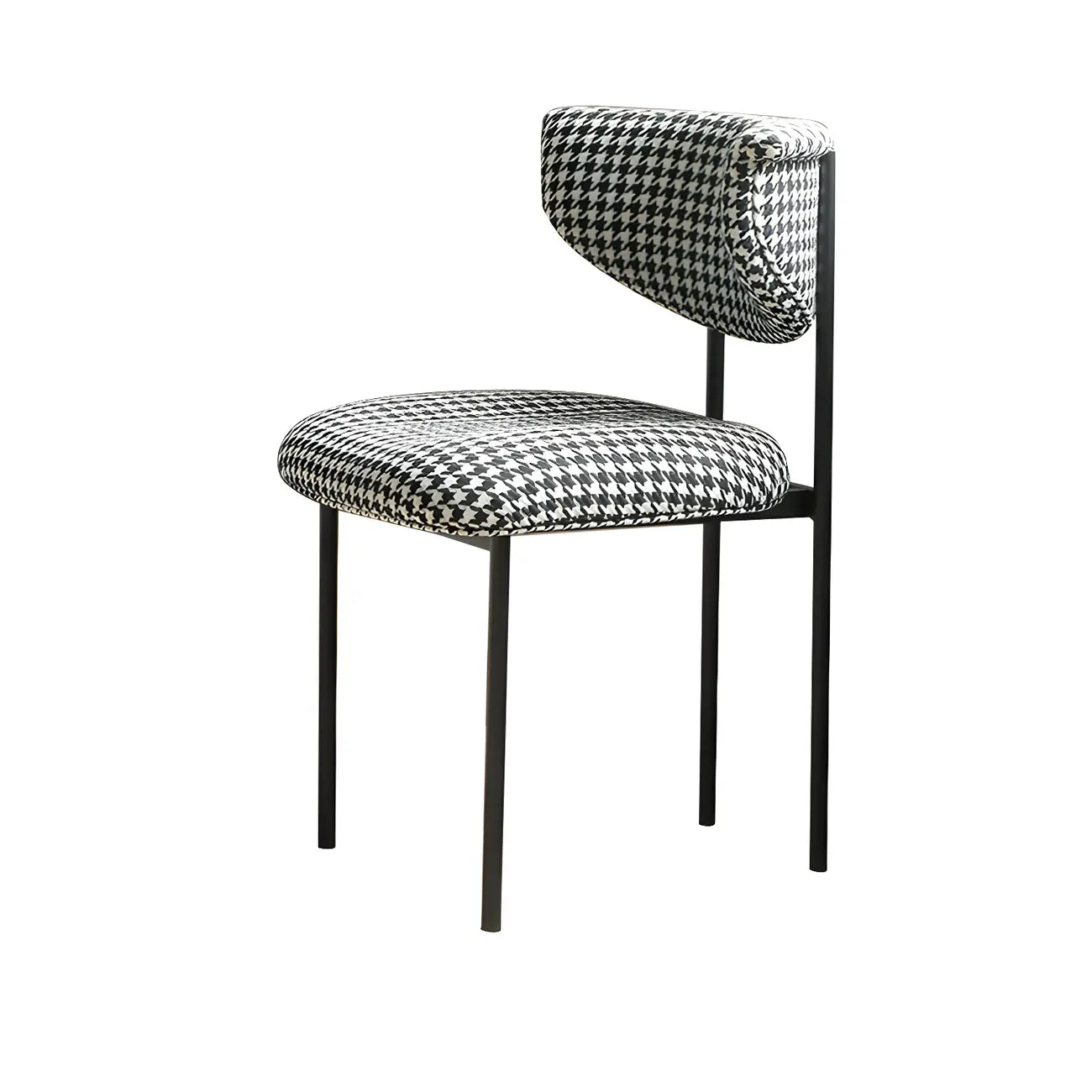 Chaise de salle à manger rembourrée avec pieds en métal et dossier ouvert
