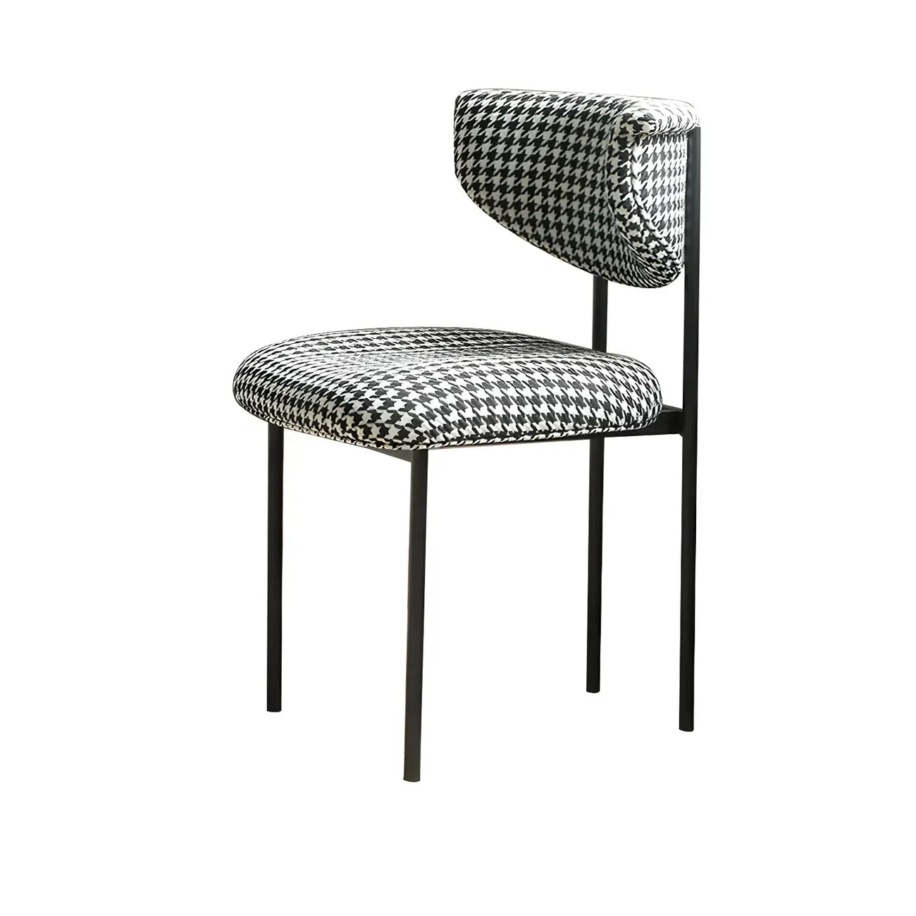 Chaise de salle à manger rembourrée avec pieds en métal et dossier ouvert