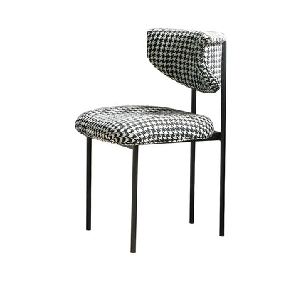 Chaise de salle à manger rembourrée avec pieds en métal et dossier ouvert