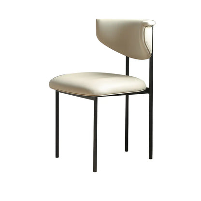 Chaise de salle à manger rembourrée avec pieds en métal et dossier ouvert