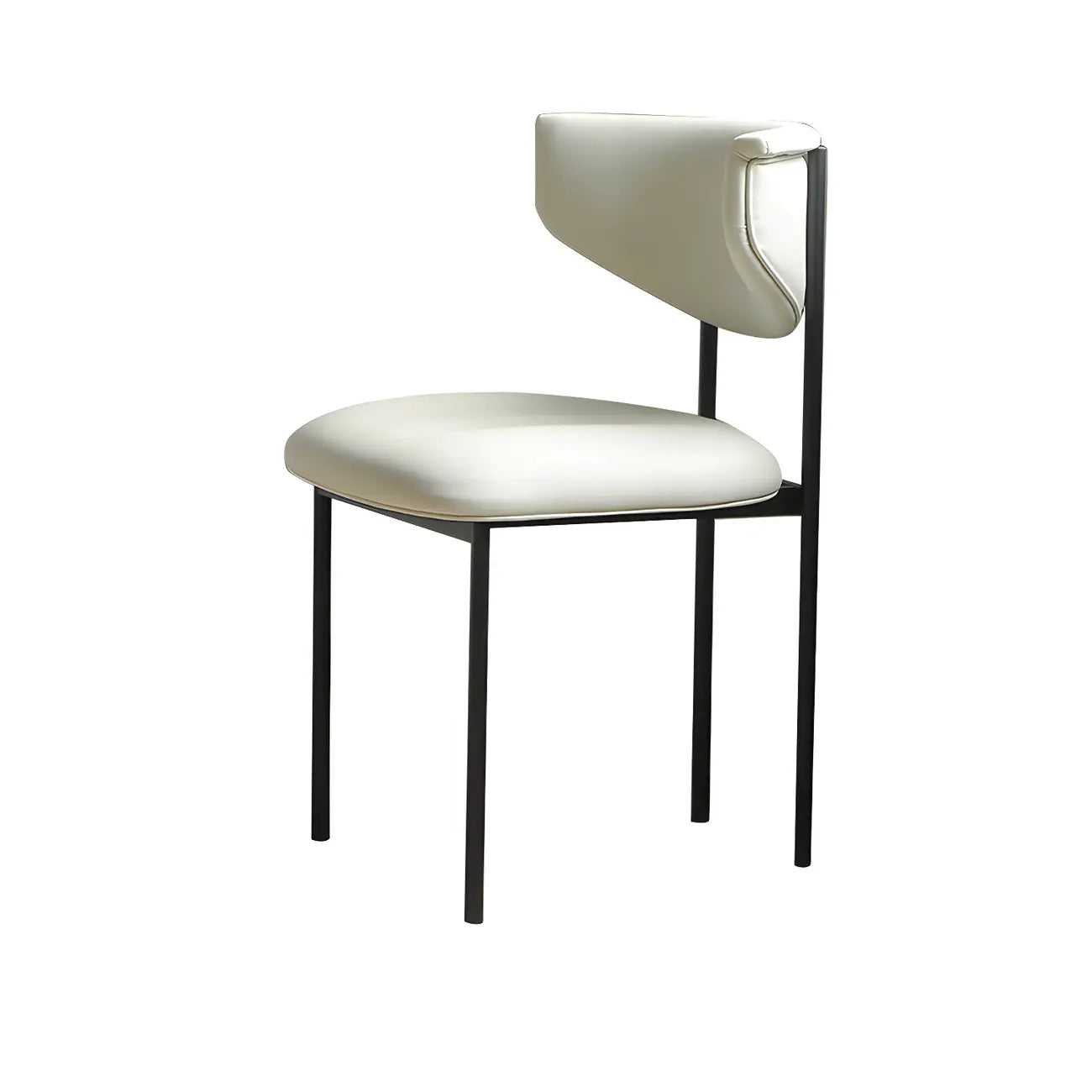 Chaise de salle à manger rembourrée avec pieds en métal et dossier ouvert