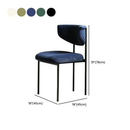 Chaise de salle à manger rembourrée avec pieds en métal et dossier ouvert