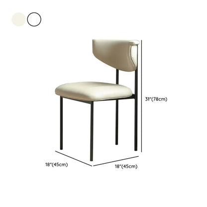 Chaise de salle à manger rembourrée avec pieds en métal et dossier ouvert