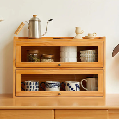 Vitrine de table en bois et verre pour la décoration de cuisine