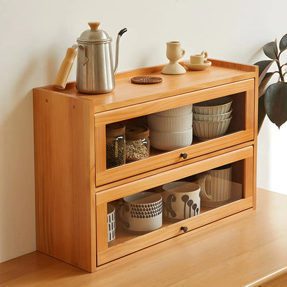 Vitrine de table en bois et verre pour la décoration de cuisine