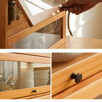 Vitrine de table en bois et verre pour la décoration de cuisine