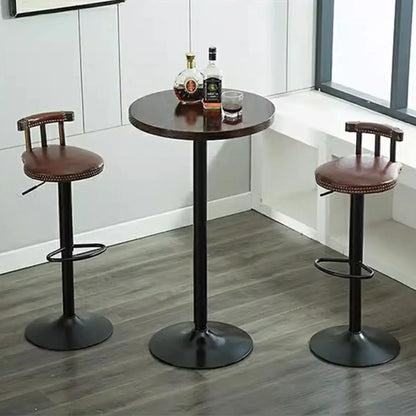 Tables de bar rondes minimalistes en bois et métal