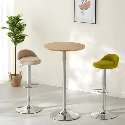 Tables de bar rondes minimalistes en bois et métal