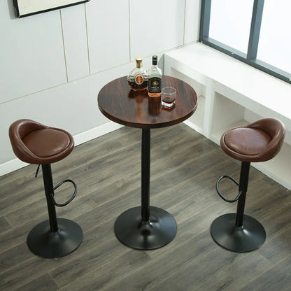 Tables de bar rondes minimalistes en bois et métal