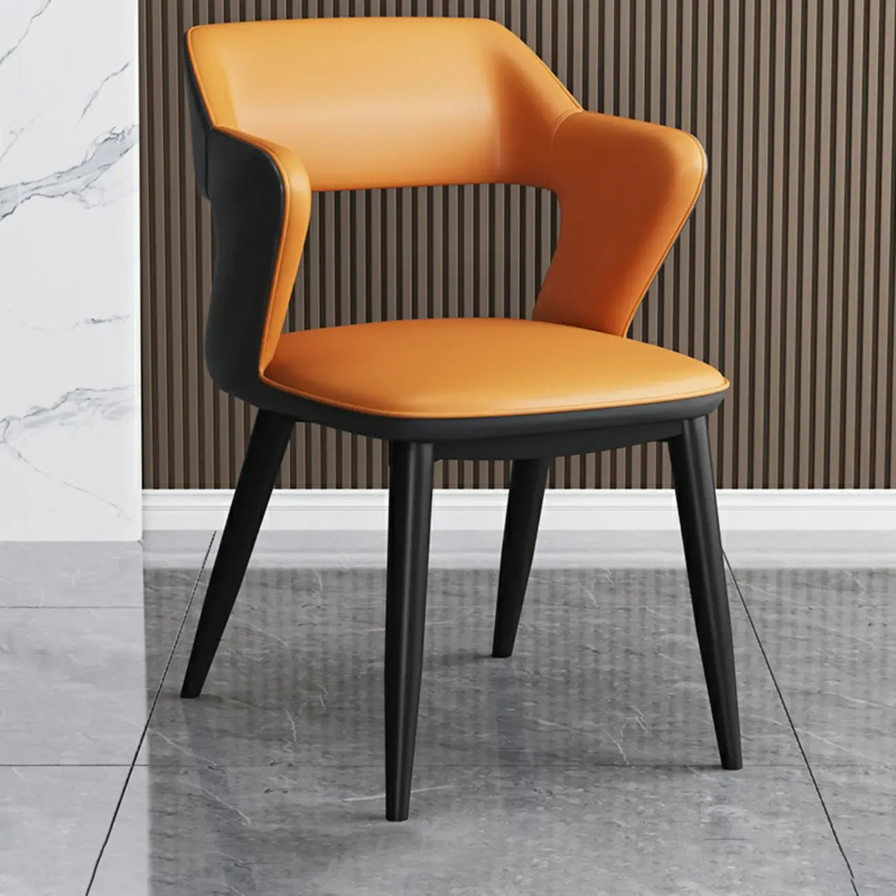 Fauteuil moderne à dossier ouvert en similicuir, chaise de salle à manger