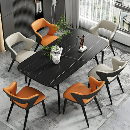 Fauteuil moderne à dossier ouvert en similicuir, chaise de salle à manger