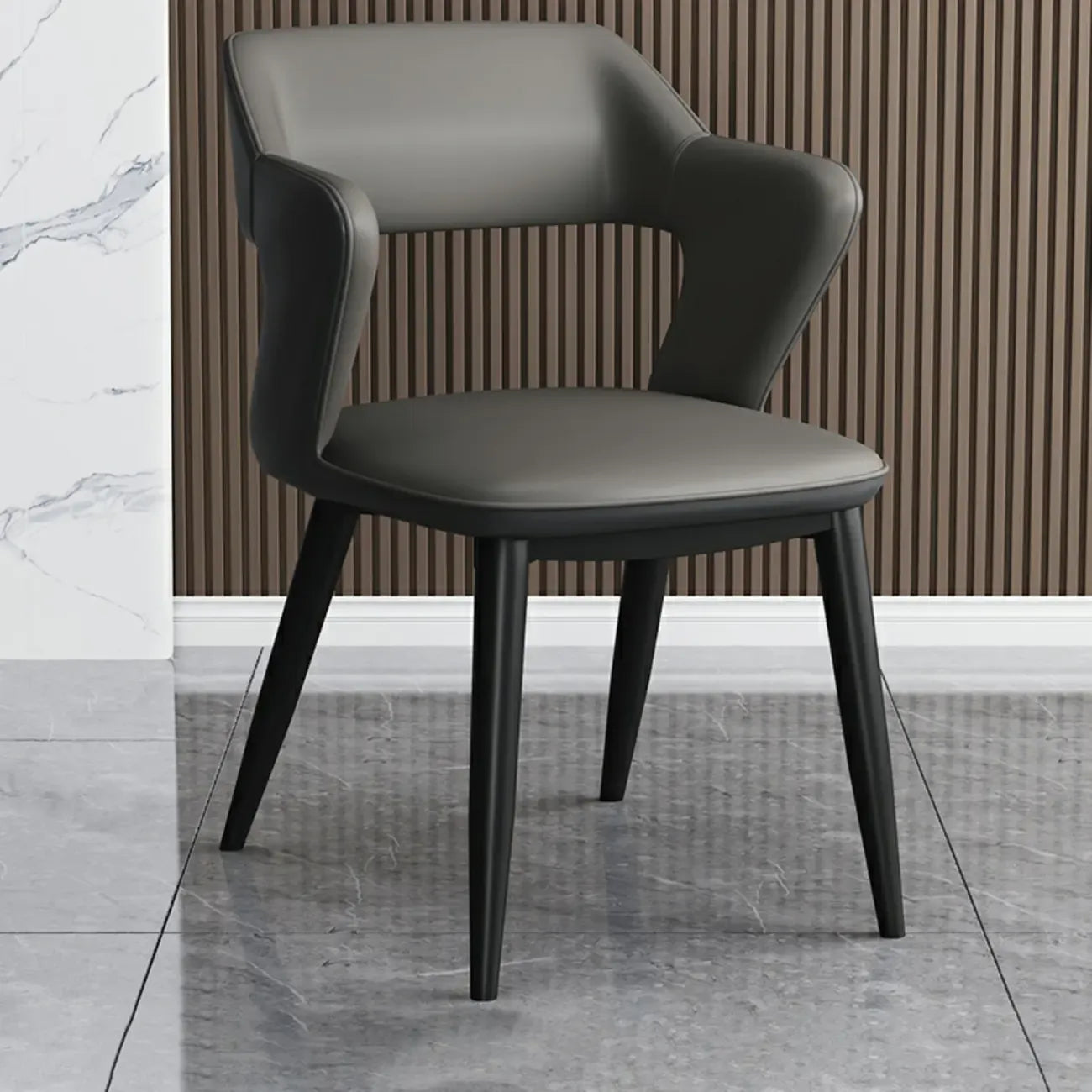 Fauteuil moderne à dossier ouvert en similicuir, chaise de salle à manger