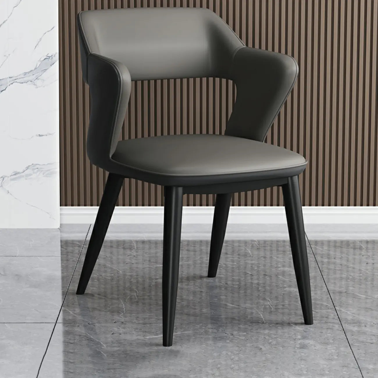 Fauteuil moderne à dossier ouvert en similicuir, chaise de salle à manger