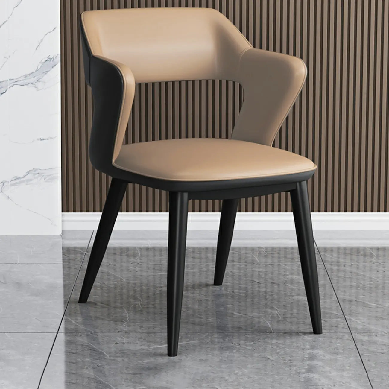 Fauteuil moderne à dossier ouvert en similicuir, chaise de salle à manger