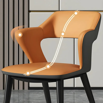 Fauteuil moderne à dossier ouvert en similicuir, chaise de salle à manger