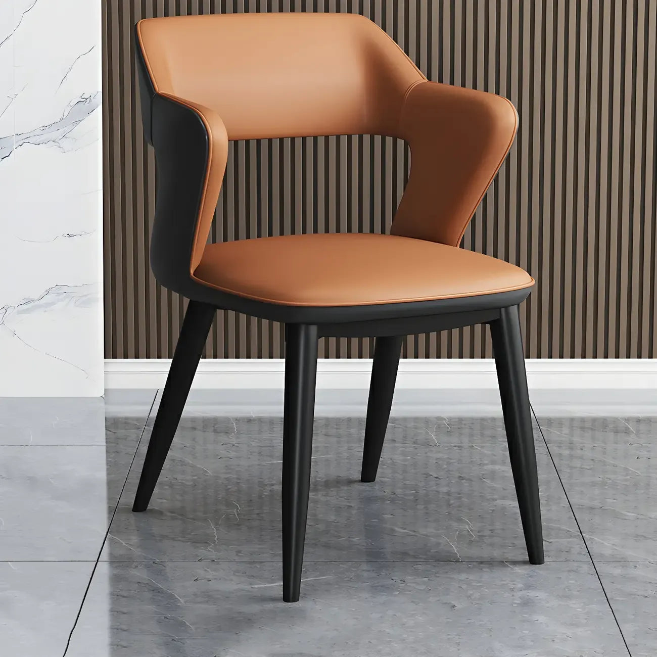 Fauteuil moderne à dossier ouvert en similicuir, chaise de salle à manger