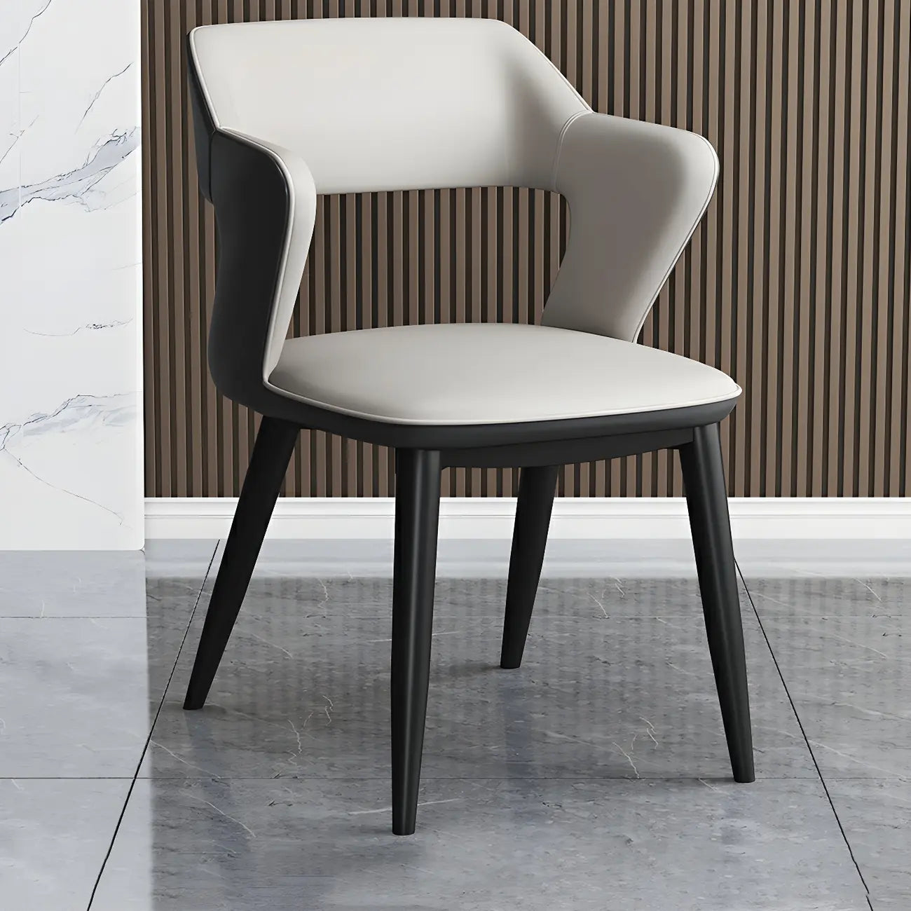 Fauteuil moderne à dossier ouvert en similicuir, chaise de salle à manger