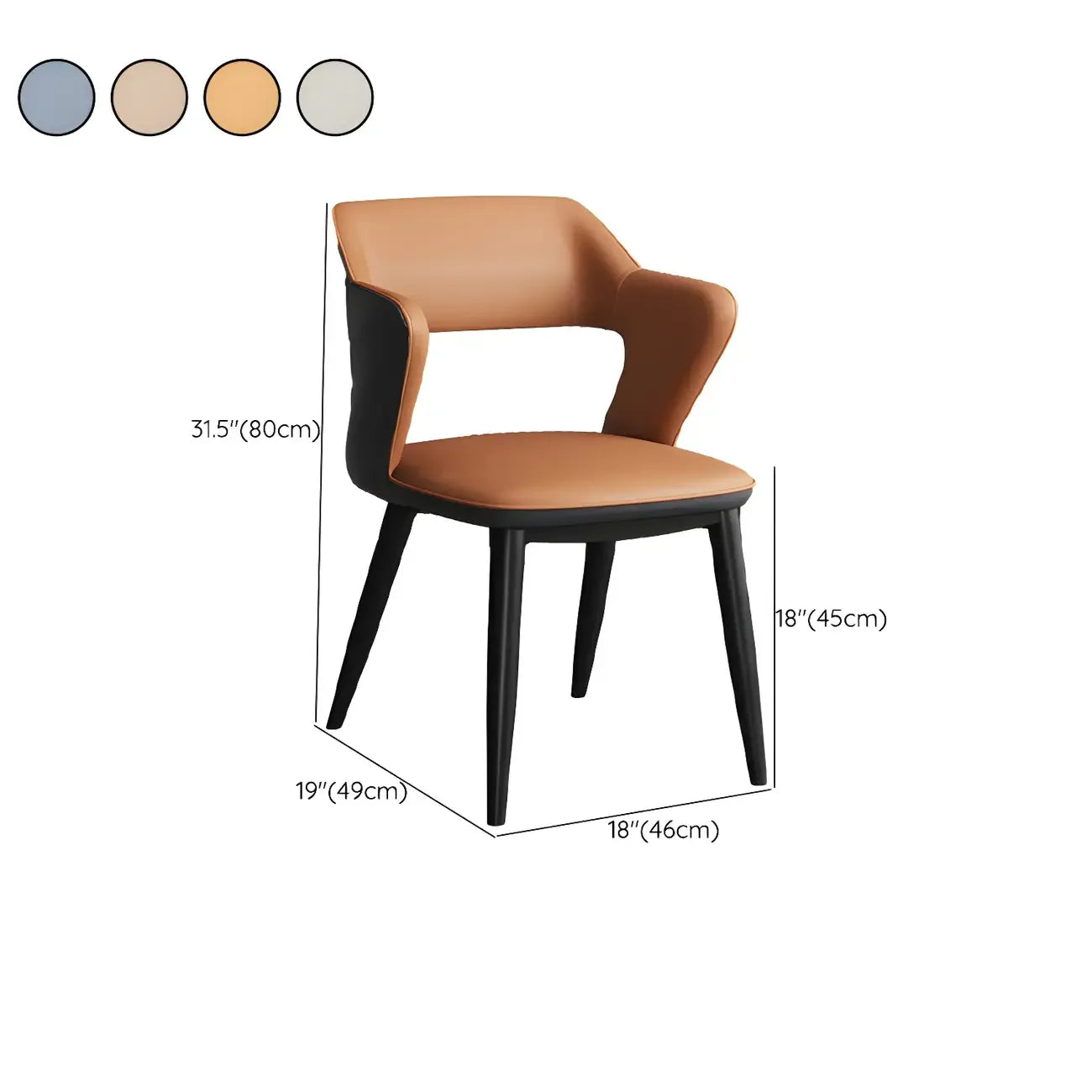 Fauteuil moderne à dossier ouvert en similicuir, chaise de salle à manger