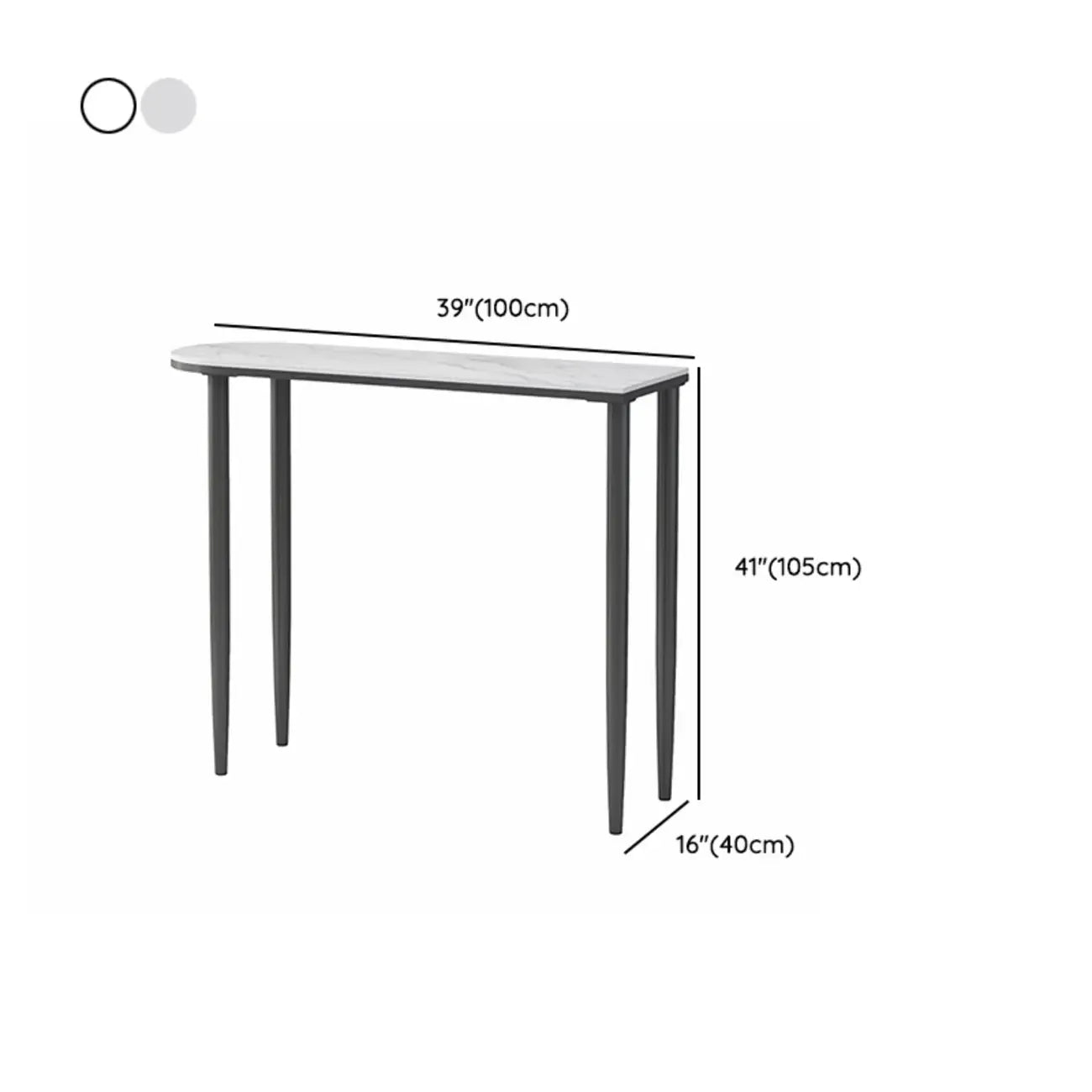 Table de bar moderne aux formes libres avec plateau en pierre blanche et structure en fer