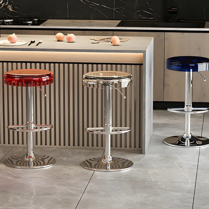 Tabouret de bar pivotant et réglable en métal et acrylique transparent élégant